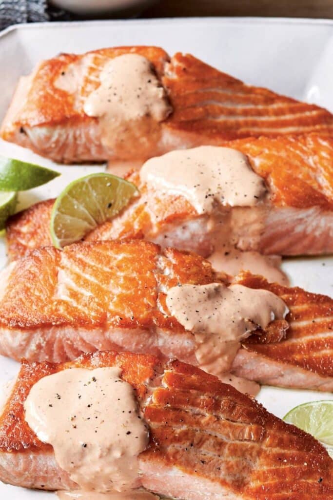 Ina Garten Seared Salmon with Spicy Red Pepper Aioli